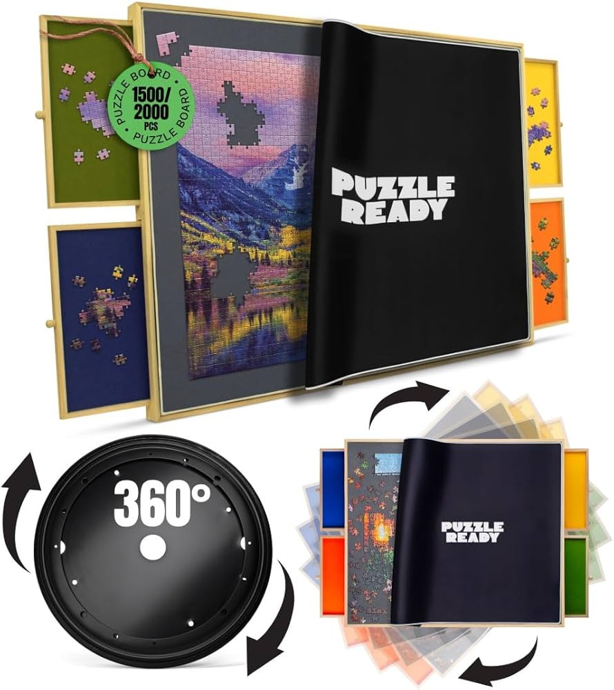 Puzzle Ready Puzzle Table with Drawers - 1500-Piece Wood, 27" x 36", Foldable & Portable - Jigsaw... | Amazon (US)