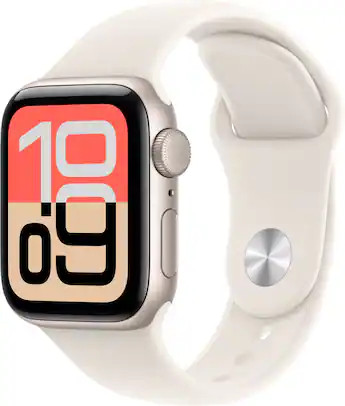 Apple Watch SE 3 (GPS) 40mm Starlight Aluminum Case with Starlight Sport Band - S/M - Starlight... | Best Buy U.S.