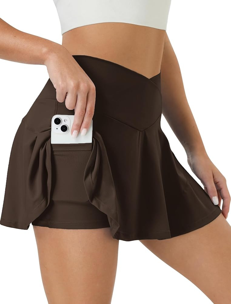 Tennis Skirt for Women High Waisted Golf Skirts with Pockets Shorts Crossover Athletic Pleated Sk... | Amazon (US)