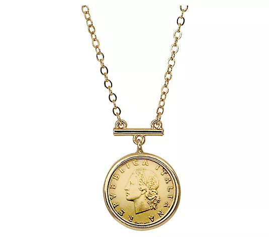 Make Your Selection: American Coin Italian 20 Lira Gold Tone Coin Necklace | QVC