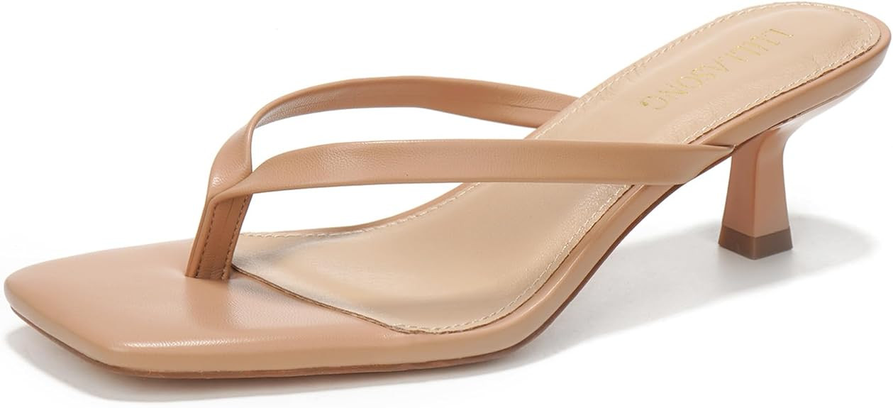 Women's Kitten Heels Sandals Square Open Toe Flip Flop Heels 1.8-2 Inch Heeled Sandals for Women | Amazon (US)