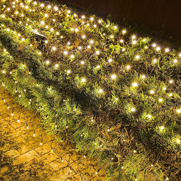 Outdoor Christmas Lights, 360 LED 12FT x 5FT Green Wire Waterproof Christmas Net Light Outdoor Pl... | Amazon (US)
