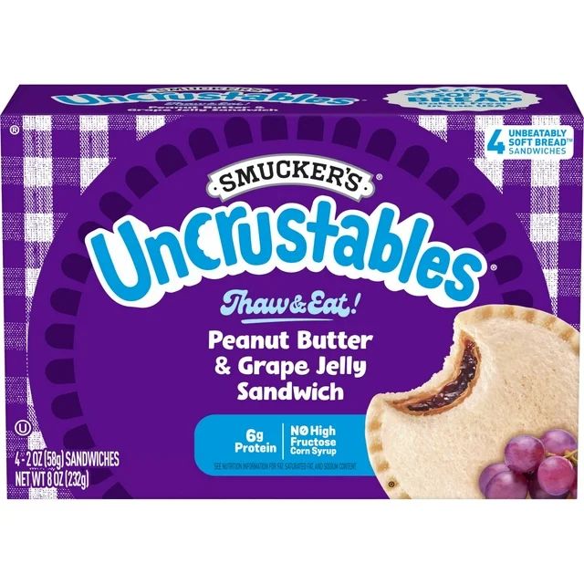 Smucker's Uncrustables Peanut Butter & Grape Jelly Sandwiches, 2 oz, 4 count (Frozen) | Walmart (US)