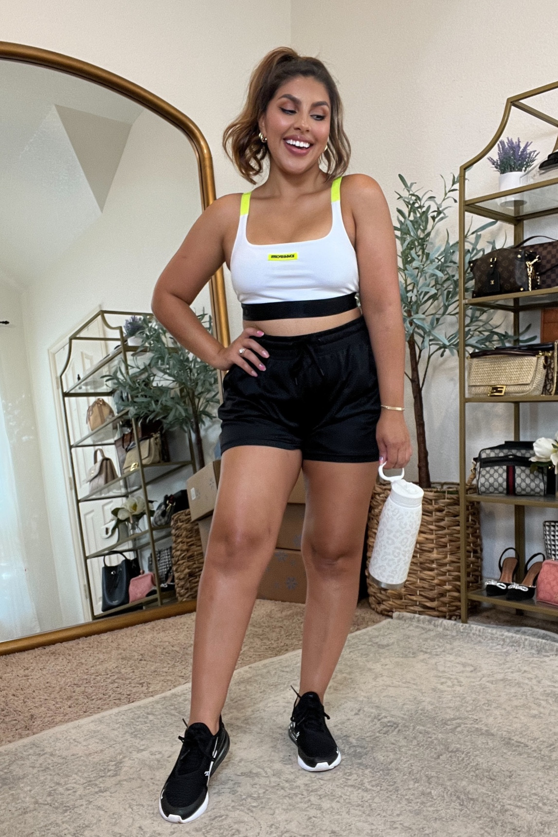 Not only is the front of this sports bra adorable, it also has a mesh detail and cut out in the back!! @walmartfashion #walmartstyle #walmartfashion 