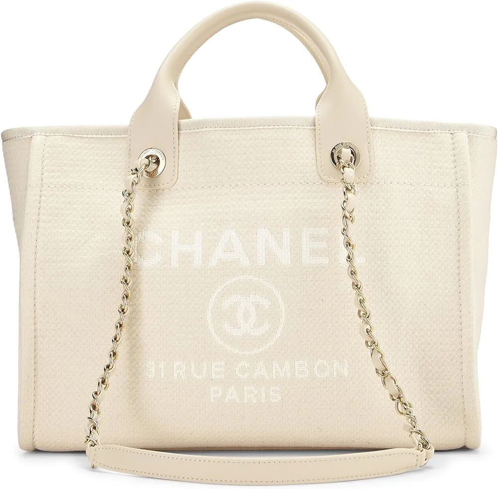 Amazon.com: Chanel, Pre-Loved White Canvas Deauville Small, White : Luxury Stores | Amazon (US)