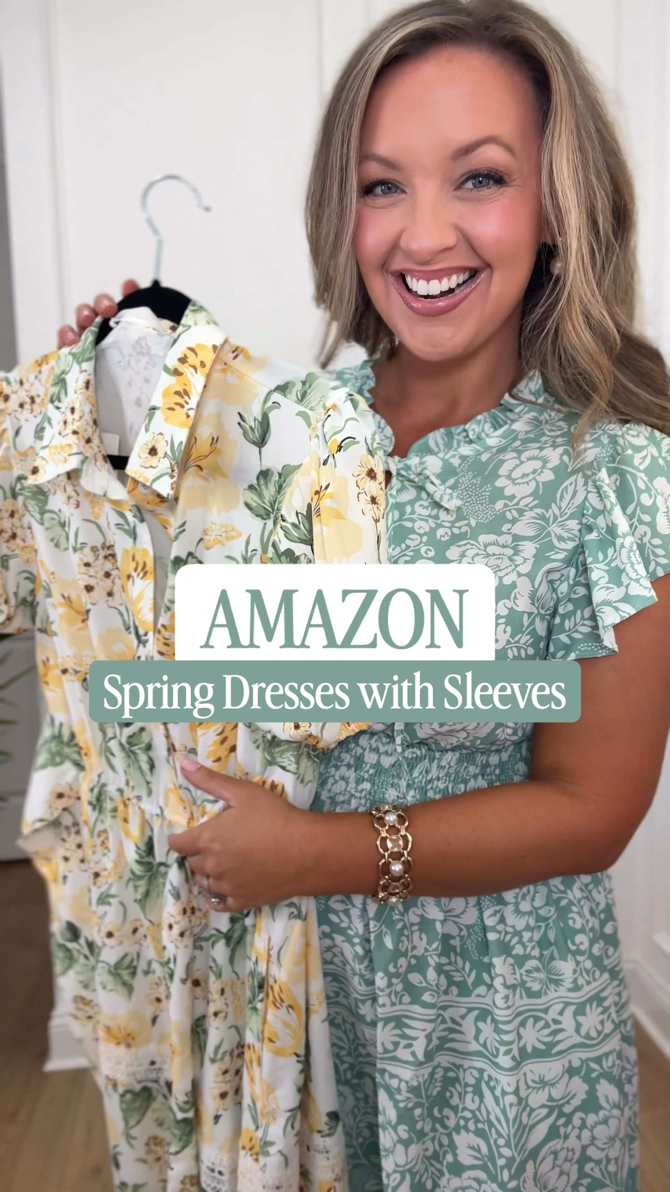 ✨ Fresh spring floral dresses in the prettiest greens, whites & soft yellow 🌿🌼
These Amazon dresses have sleeves, a modest fit, and are so flattering and easy to wear . Perfect for Easter Sunday, church, Mother’s Day, or any spring event.

I’m 5’5” • size 8/10 • wearing Mediums

#amazonfashion #springdress #modeststyle #midsizefashion 

 #LTKmomlife #LTKSeasonal #LTKMidsize