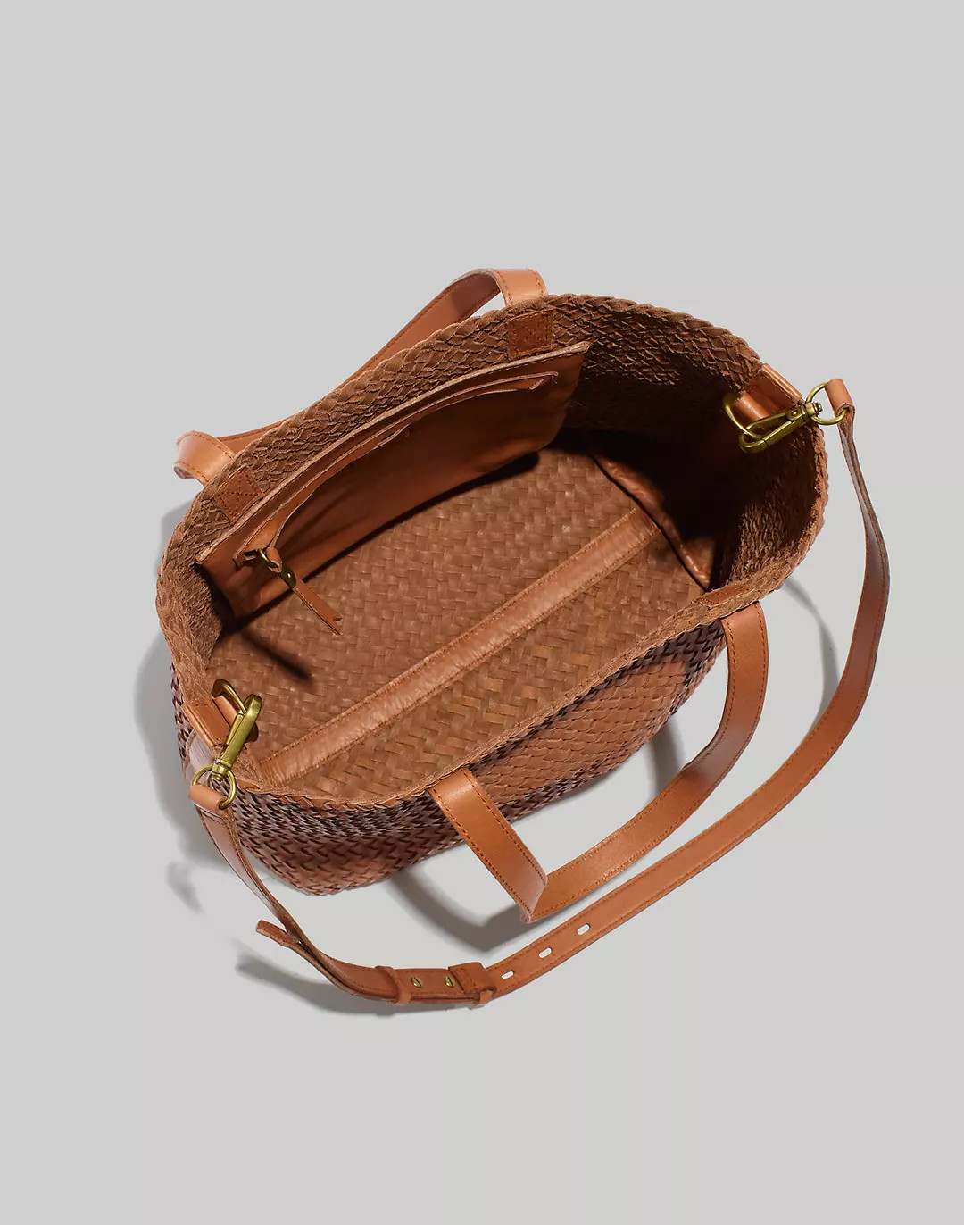 The Medium Transport Tote: Woven Leather Edition | Madewell