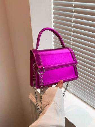 Kwadratowa torba z klapką Mini Metaliczny Funky | SHEIN