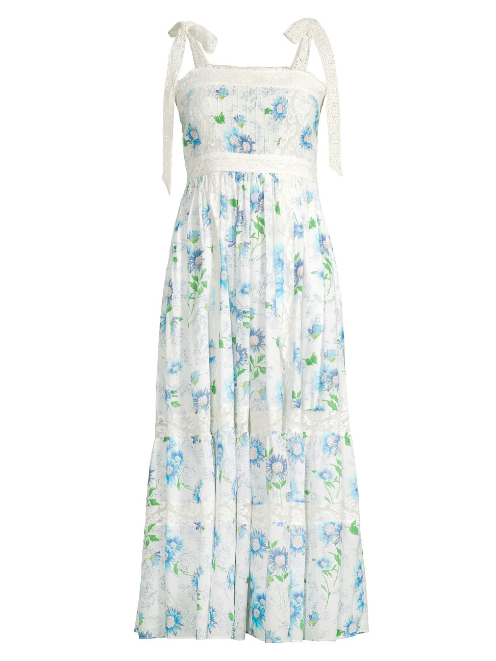 Women's Ayala Tie-Shoulder Lace-Trim Midi-Dress - Blueberry Cloud - Size 8 | Saks Fifth Avenue