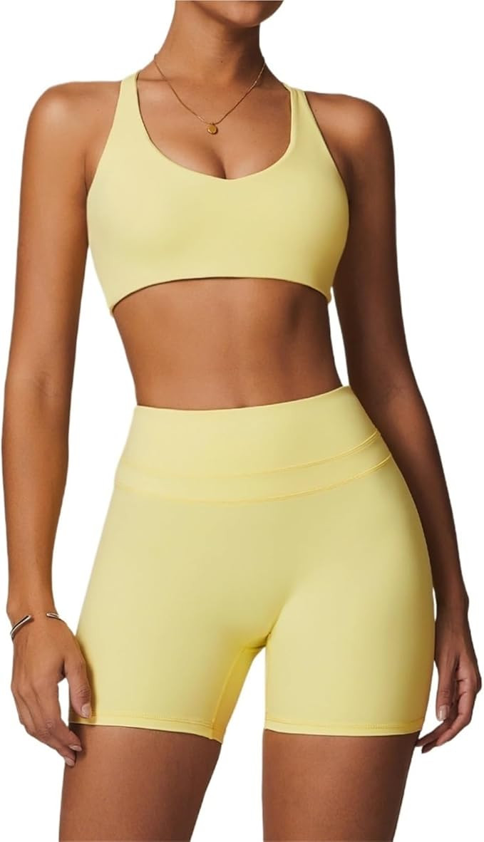 Workout Sets For Women 2 Piece Sports Bra Tank Top High Waist Leggings Gym Yoga Active Wear Women... | Amazon (US)