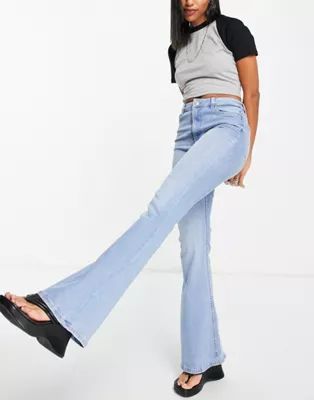 Bershka 90s flare jeans in light stone | ASOS (Global)