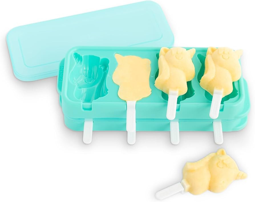 ZOKU Unicorn Ice Pop Molds, Stackable Easy-Release Ice Popsicle Tray with 4 Molds, Sticks, and Li... | Amazon (US)