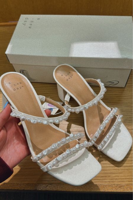 Pearl white heels, bridal heels, white heels, white heeled sandals, spring shoes , women’s shoes 

#LTKstyletip #LTKshoecrush #LTKGala