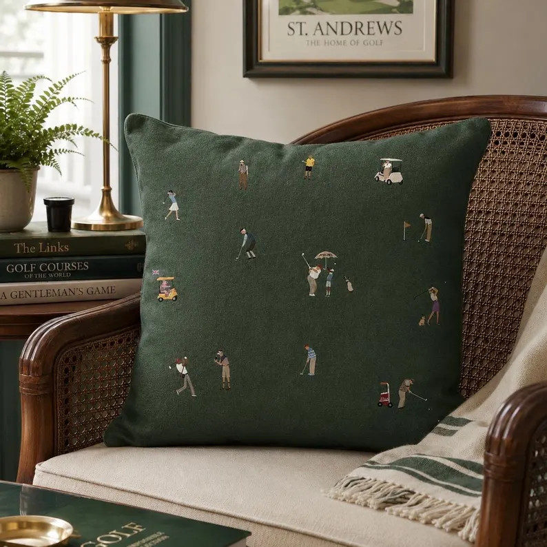 Vintage Golf Course Throw Pillow, Retro Golfer Cushion, Golf Dad Gift | Etsy (Global)