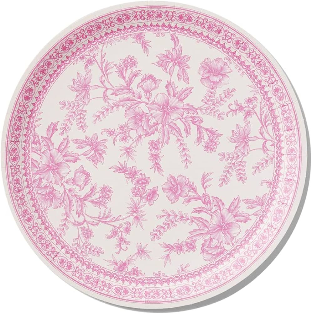 Coterie Decorative Paper Plates (Set of 10 Large Plates) - Pink Floral and White for Bridal/Baby ... | Amazon (US)