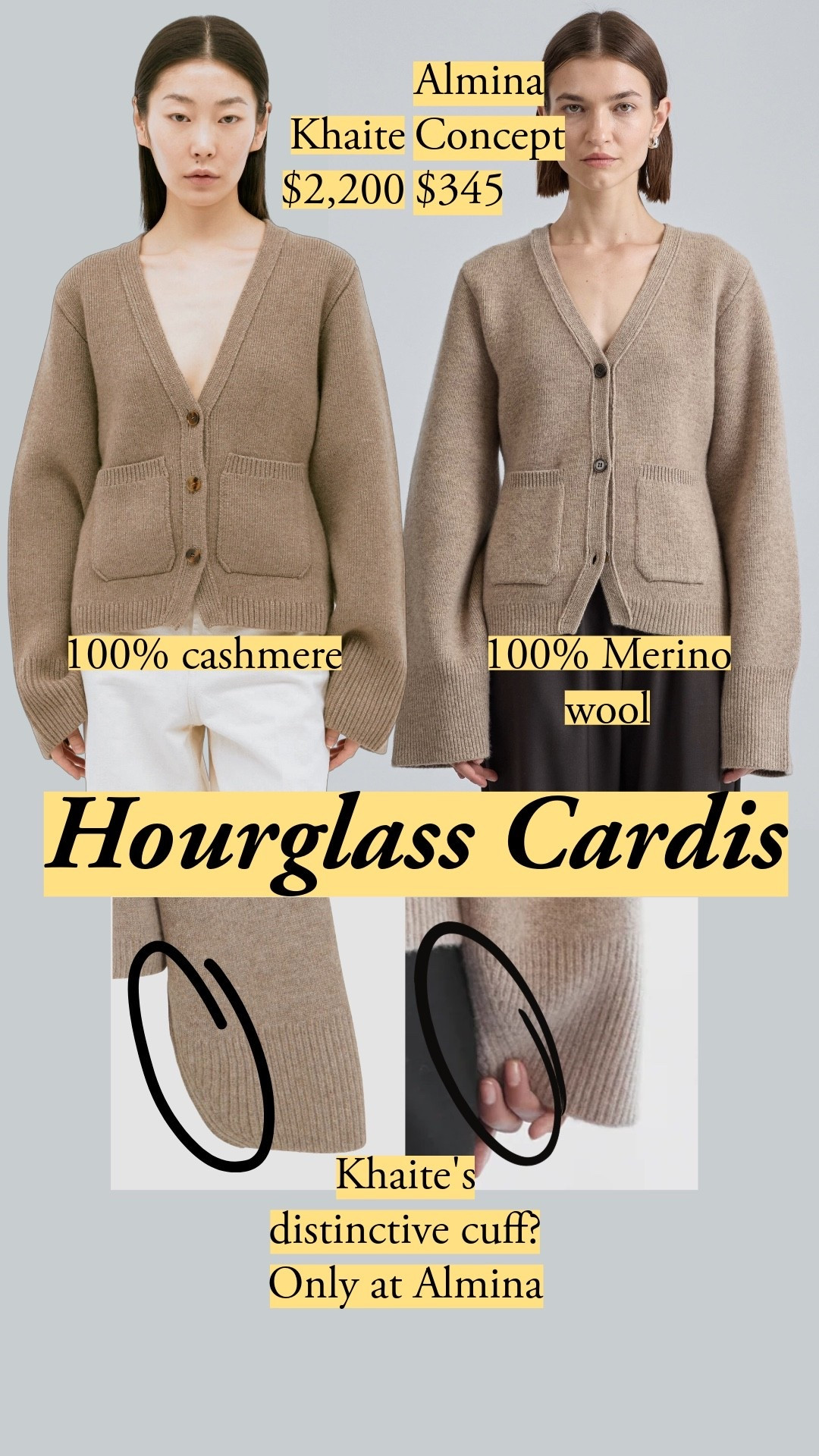 The closest cardigan to Khaite? Almina Concept in merino wool. They even got the tapered cuff detail! 🧶 hourglass cardigan | fall sweaters | Khaite style | affordable luxury | fall capsule style


#LTKSeasonal #LTKOver40 #LTKWorkwear