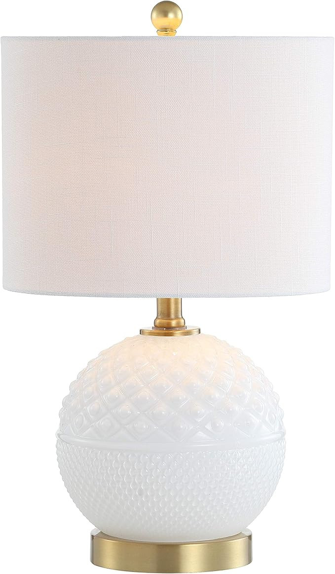 JONATHAN Y 20.5" White/Brass Gold Glass/Metal Table Lamp, Contemporary Hobnail Texture Globe Lamp... | Amazon (US)