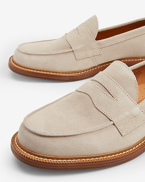 Genuine Suede Tan Loafer Dress Shoes | Express