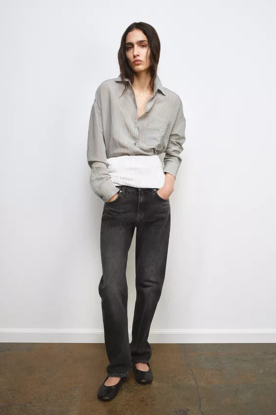 ZW COLLECTION MID-WAIST STRAIGHT JEANS | Zara UK