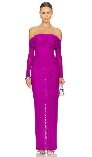 Monica Off The Shoulder Gown in Fuchsia | Revolve Clothing (Global)