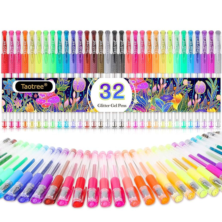 Taotree Glitter Gel Pens, 32 Colors Neon Glitter Pens Fine Tip Art Markers Set 40% More Ink Color... | Amazon (US)