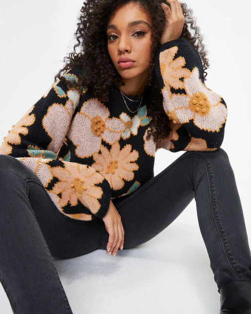 Arlow Floral Knit Pullover Sweater | VICI
