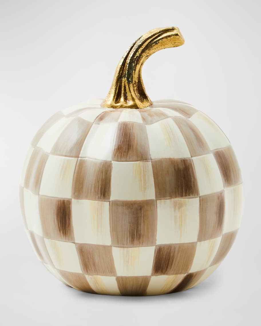 Mocha Check Mini Pumpkin, 8.4" | Neiman Marcus