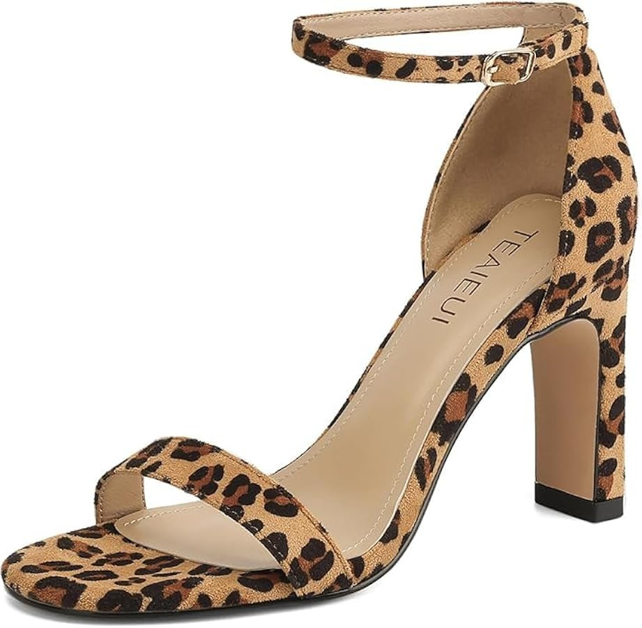 Heels for Women Round Toe Heeled Sandals Chunky High Heel with Ankle Strap Heeled for Women Dress... | Amazon (US)