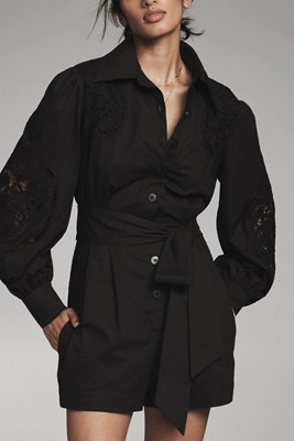 Farm Rio x Anthropologie Long-Sleeve Eyelet Romper | Anthropologie (US)