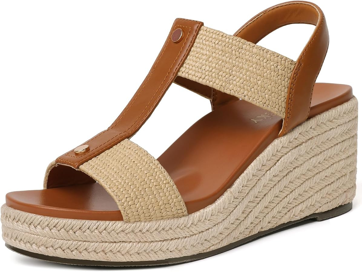 Espadrilles Wedge Sandals For Women Comfortable Open Toe Platform Sanadls Elastic Ankle Strap Wed... | Amazon (US)