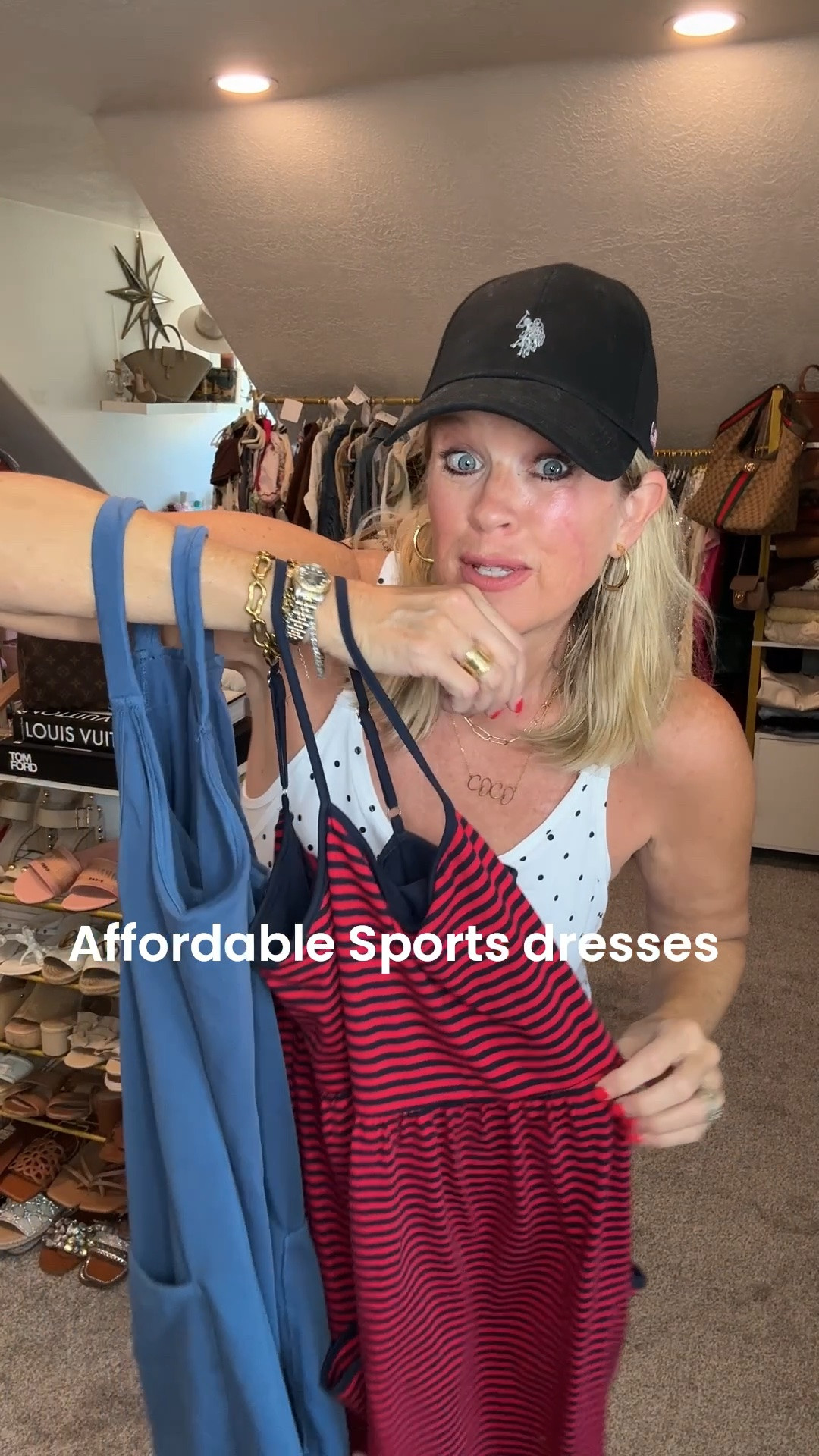 3 affordable sports dress you can wear
Walking/ playing pickle ball/ sports and great for running errands

Built in bra and shorts with front pockets

White polka dot cami style sports dress- styled with a Ralph Lauren baseball cap black/ new balance 327 sneakers 
Gold hoops 

These come in solids/stripes/ polka dots in several color ways

#LTKmomlife #LTKOver40 #LTKActive