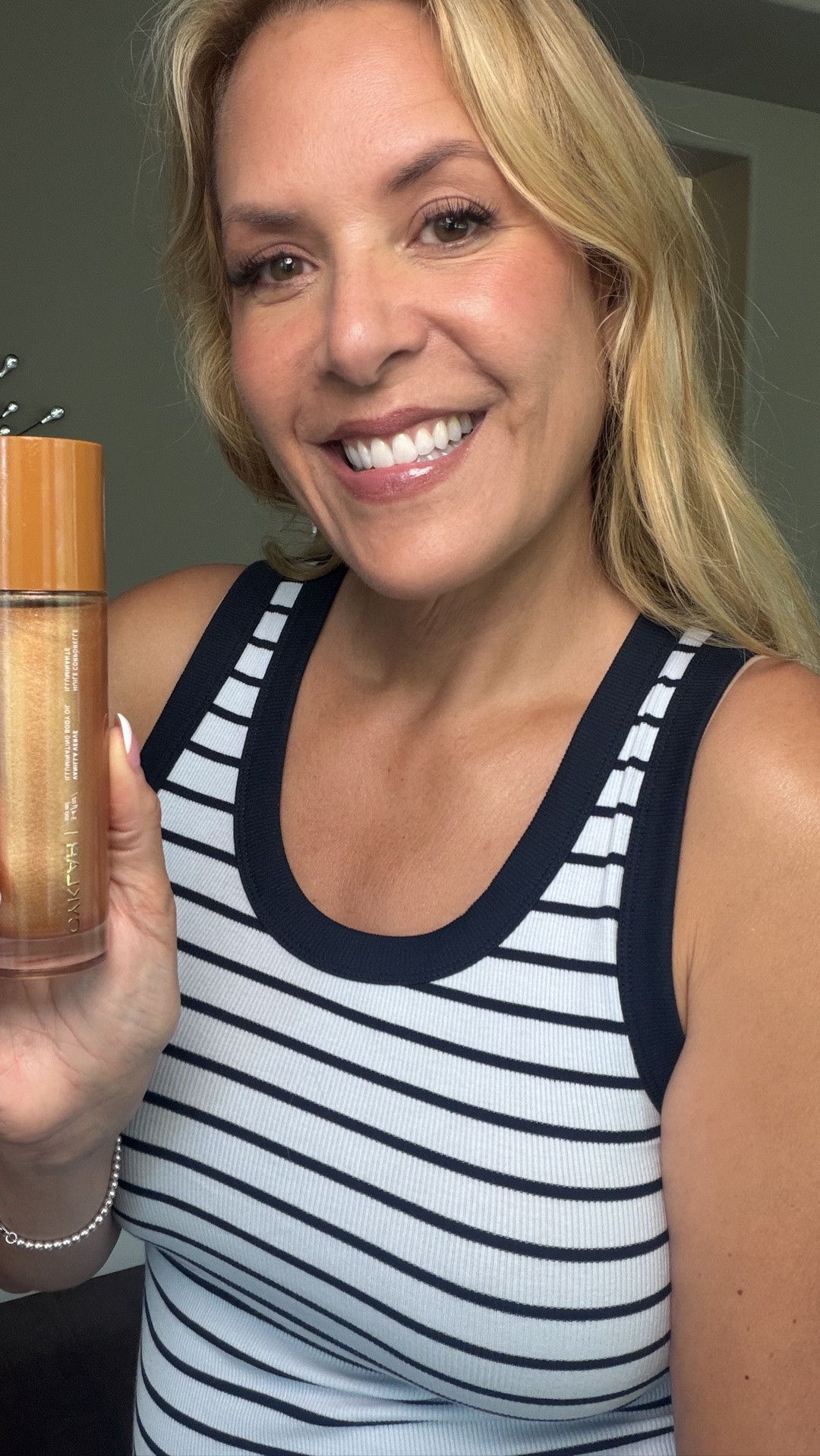 If you have dry skin try the new Cyklar  illuminating body oil in vanilla verve. This also helps promote collagen and elastin and moisturizers with a tint of a gold flex.

#LTKBeauty #LTKselfcare #LTKOver40