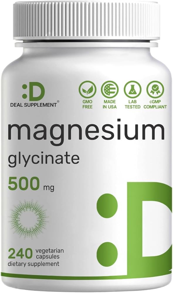 Magnesium Glycinate 500mg, 240 Veggie Capsules | Chelated for Easy Absorption | Highly Purified E... | Amazon (US)
