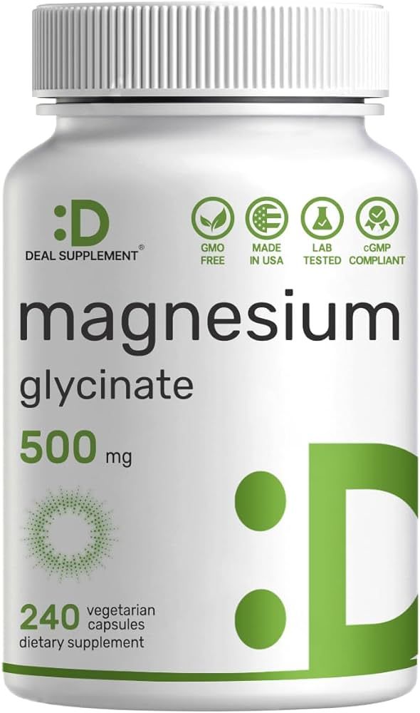 Magnesium Glycinate 500mg, 240 Veggie Capsules | Chelated for Easy Absorption | Highly Purified E... | Amazon (US)