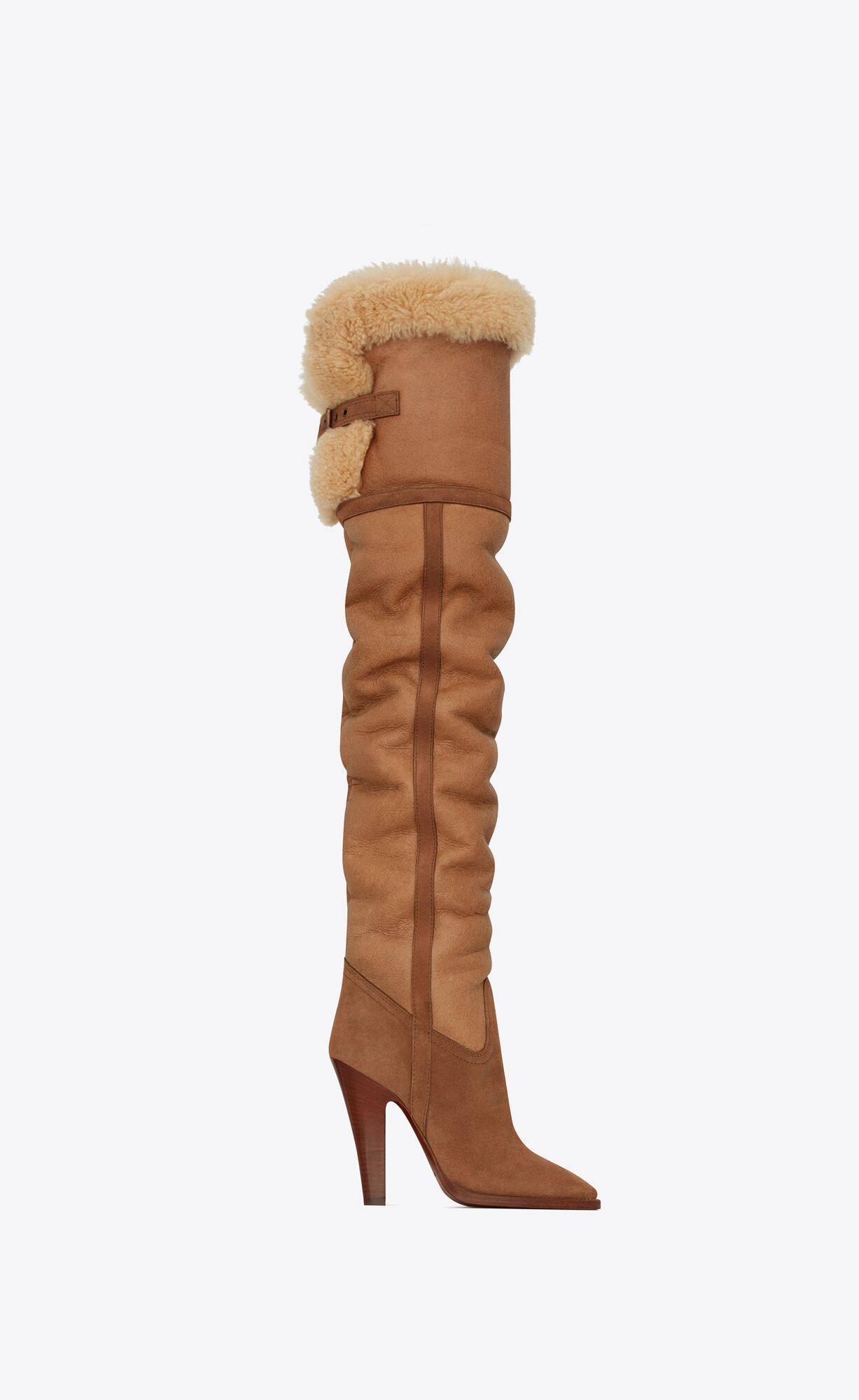 tomcat over-the-knee boots in leather, suede and shearling | Saint Laurent Inc. (Global)