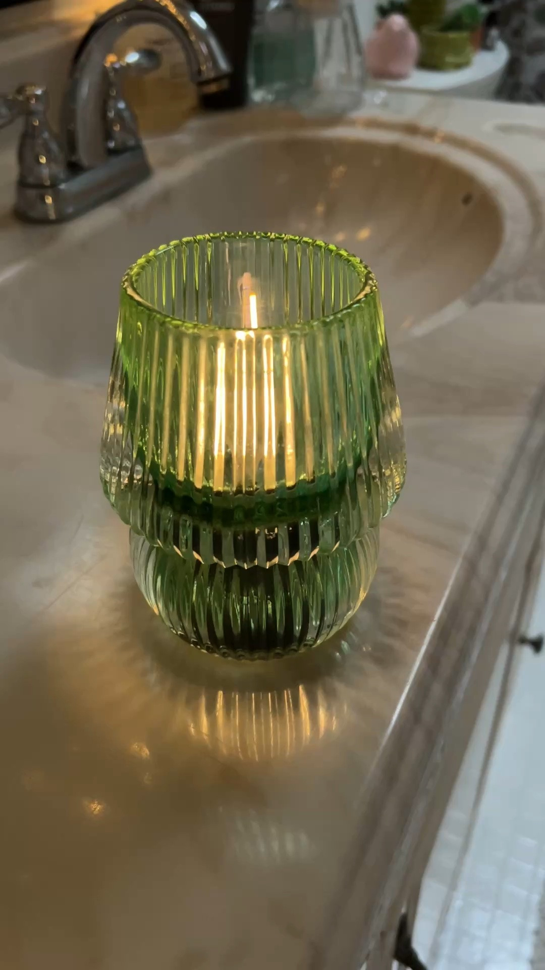 I love this gorgeous glass Battery operated lamp. I can move it to wherever I want to enjoy it for the day

#LTKHome