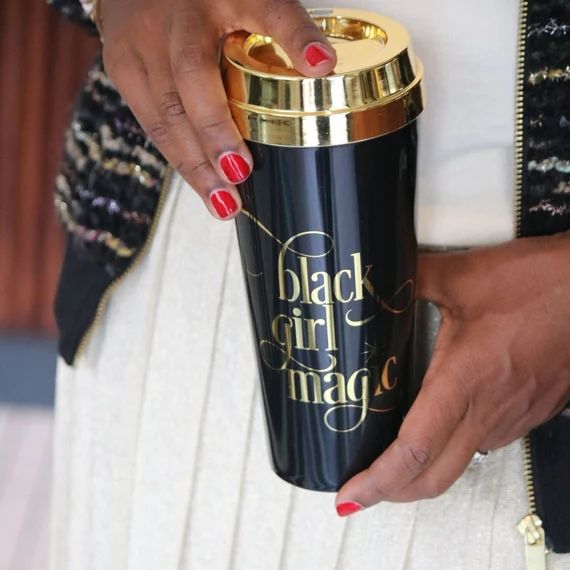 Black Girl Magic gold lid travel coffee mug  Metallic Gold | Etsy | Etsy (US)