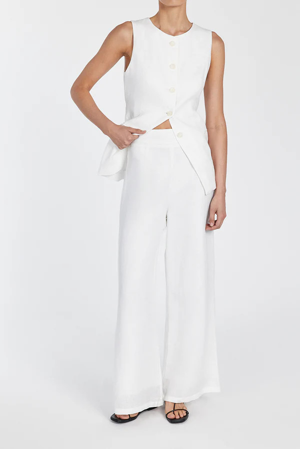 FLICK WHITE LINEN PANT | DISSH