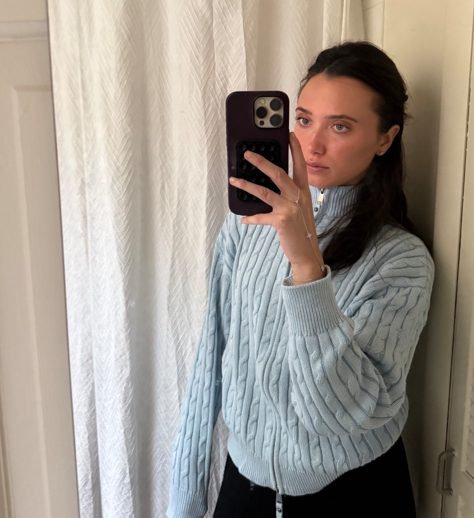 This zip up cable neck sweater ❄️☃️ staying in this all day 😴