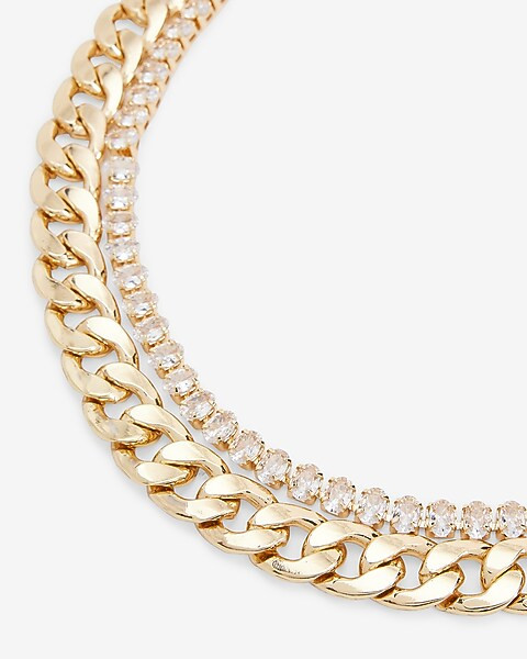 2 Row Diamond Chain Necklace | Express
