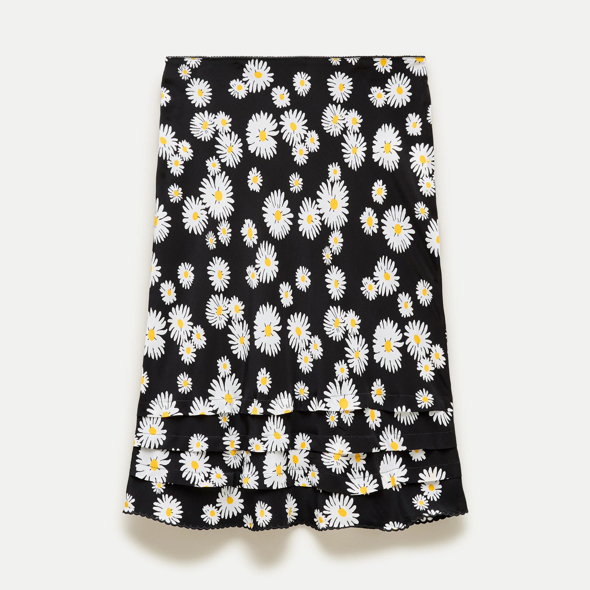 Ruffle-trim slip skirt in vintage daisy-print crepe de chine | J. Crew US
