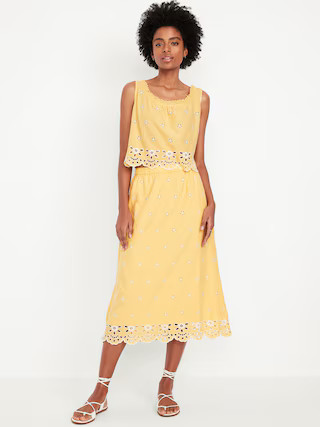 A-Line Eyelet Midi Skirt | Old Navy (US)