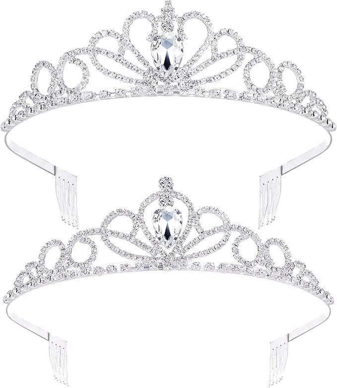 2 Pack Tiara Crown Jewelry Gift for Women Girls,Headband Headpiece Silver Crystal Rhinestone Diad... | Amazon (US)