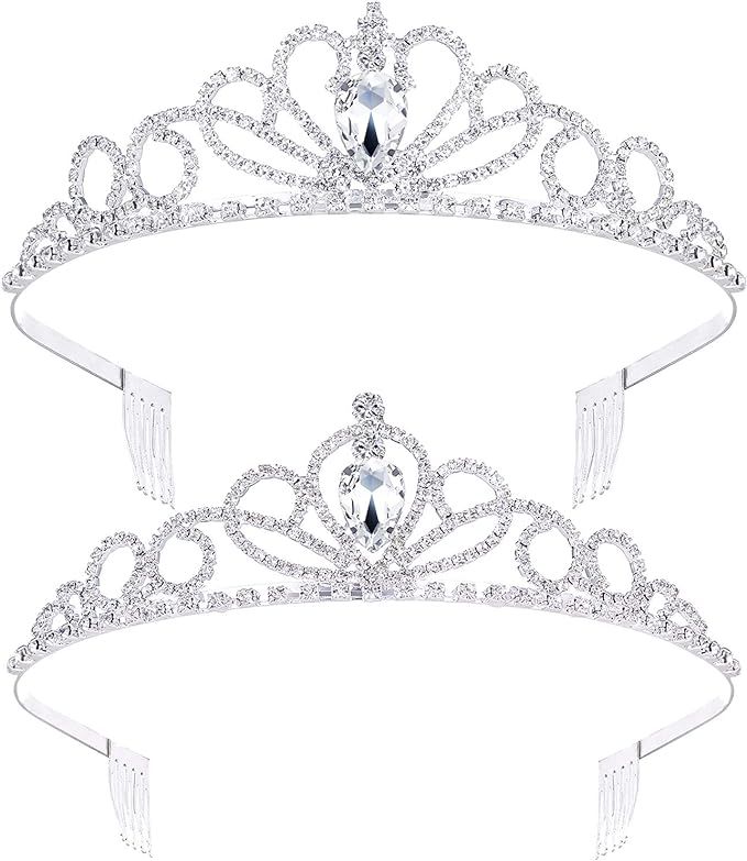 2 Pack Tiara Crown Jewelry Gift for Women Girls,Headband Headpiece Silver Crystal Rhinestone Diad... | Amazon (US)