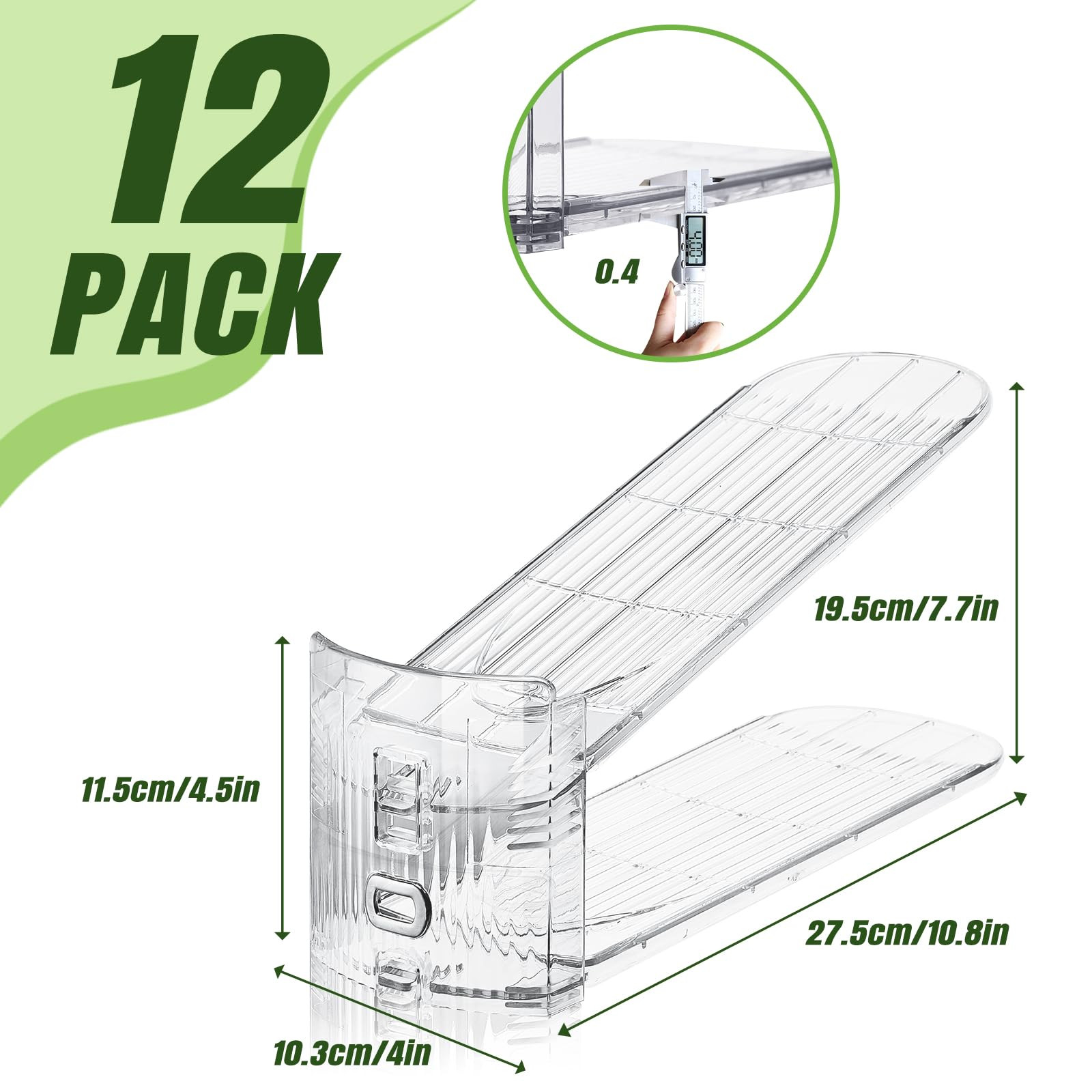 Clear Shoe Slot Organizer, 12 Pack Adjustable Shoe Slots Organizer for Closet Clear Shoe Stackers... | Amazon (US)