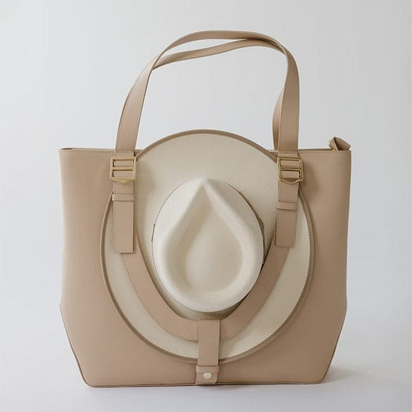 Leather Hat Carrying Tote - Nude | Gigi Pip