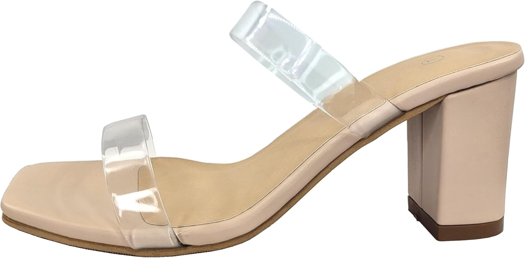 TruFox Womens Chunky Block Heels Square Open Toe heels Comfortable Two Strap Slip On Slides for P... | Amazon (US)