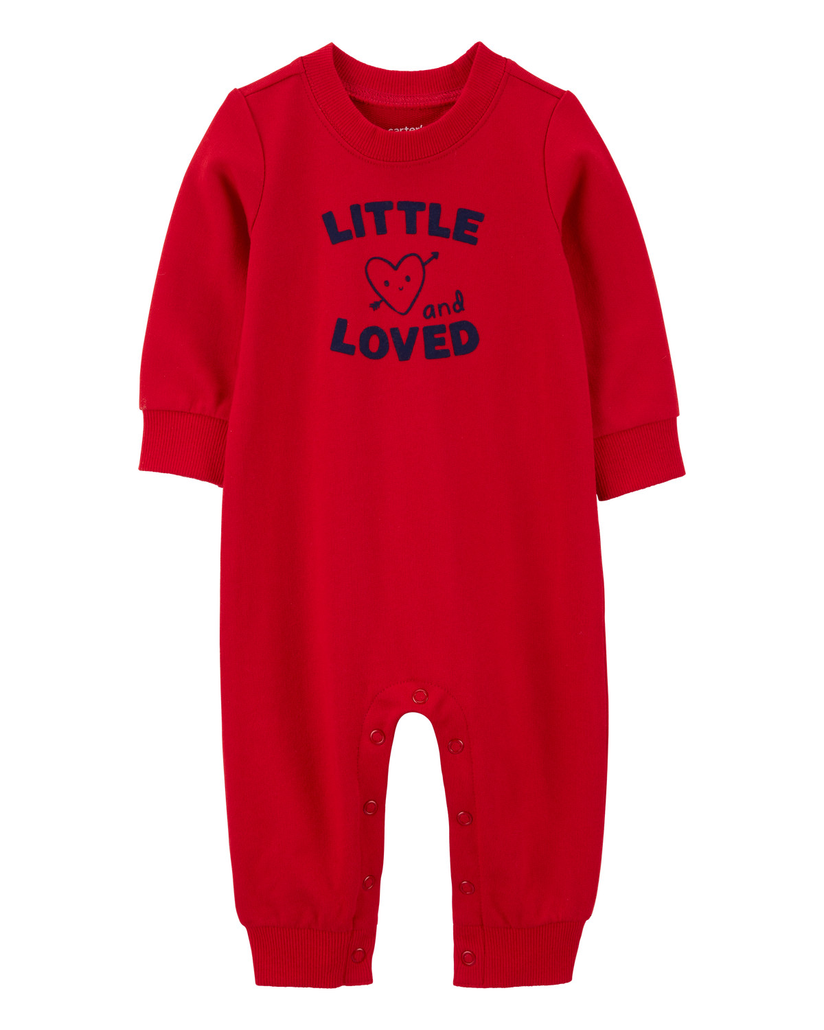 Baby Heart French Terry Long-Sleeve Jumpsuit - Red | Carter's Inc