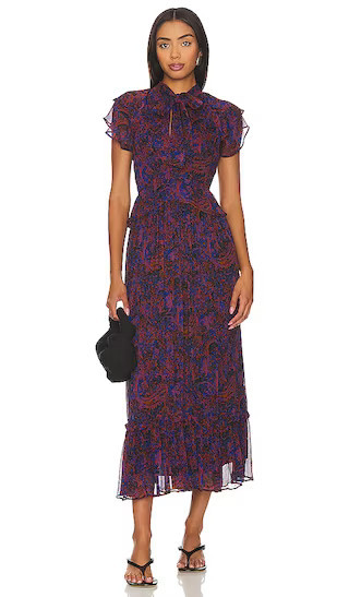 Nicolette Midi Dress in Retrograde Paisley Orange Purple Floral Dress Floral Wedding Guest Dress | Revolve Clothing (Global)