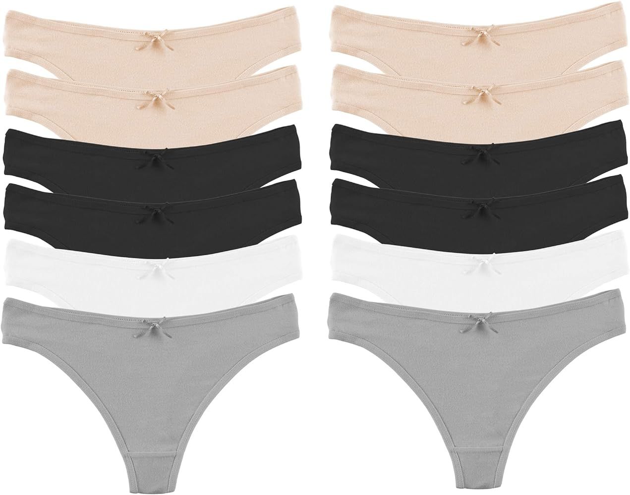 Jo & Bette Cotton Thongs for Women - Bikini Underwear - Seamless Thongs Breathable Panties Pack N... | Amazon (US)